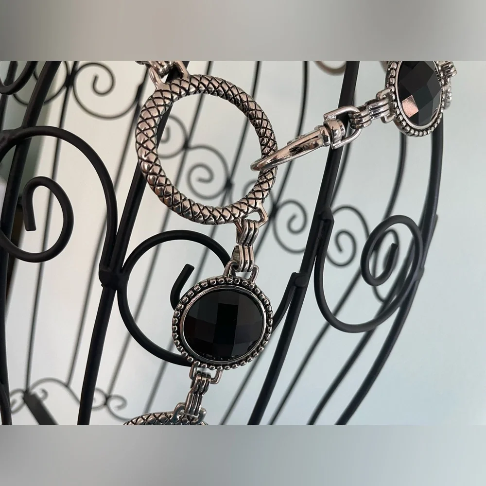Silver and black Festival chain / festival belt